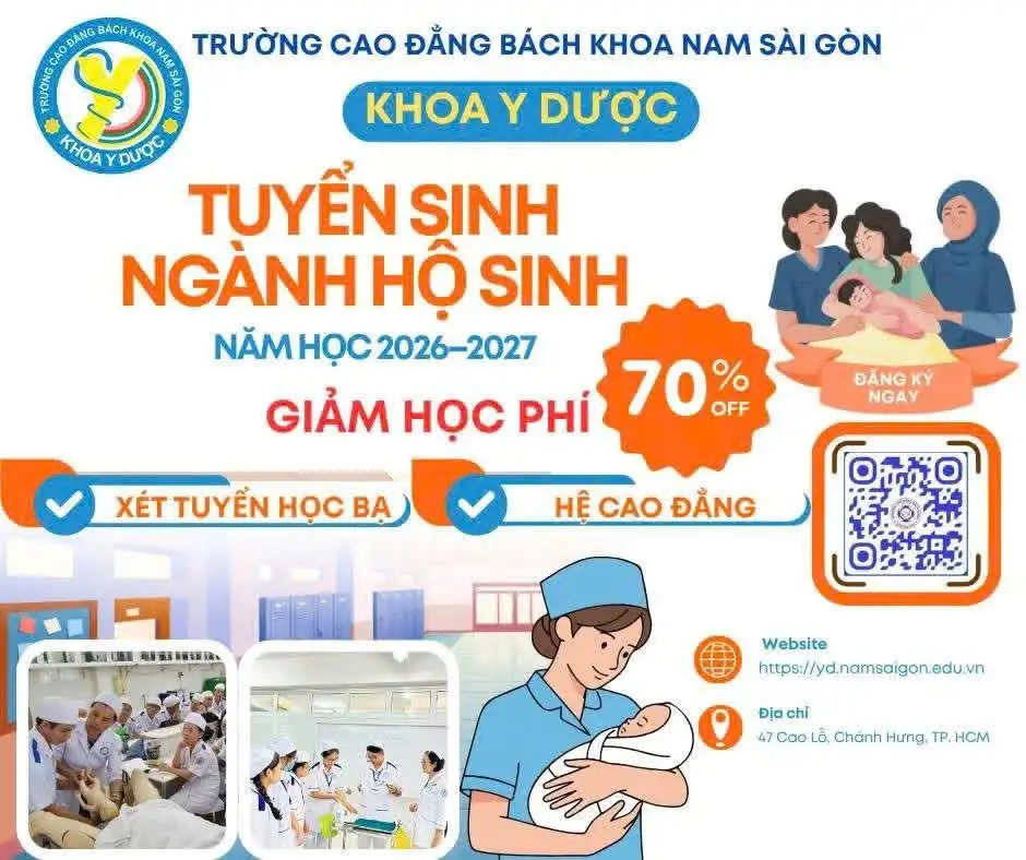 TUYỂN SINH CAO ĐẲNG HỘ SINH NĂM HỌC 2026-2027 – TRƯỜNG CAO ĐẲNG BÁCH KHOA NAM SÀI GÒN