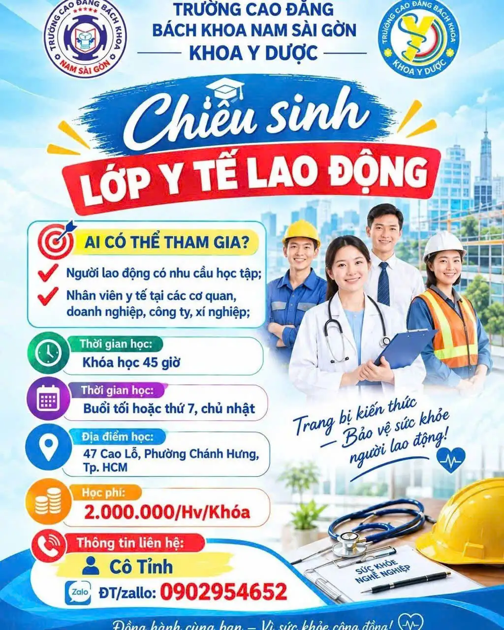 CHIÊU SINH LỚP Y TẾ LAO ĐỘNG
